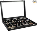 Wudygirl 32 Pairs Jewelry Organizer Velvet Jewelry Tray Clear Lid Earring HolderOrganizer Jewelry Box Earrings Holder Display Case Stackable（Earring Storage）
