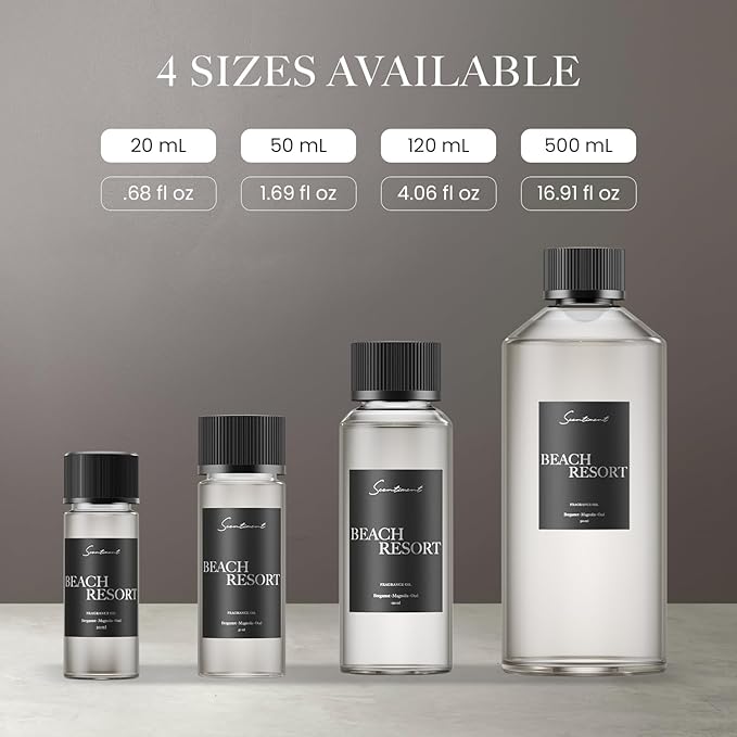 Scentiment Diffuser Oil - Beach Resort | Aromatherapy Fragrance Inspired by 5-Star Hotels | Luxurious Scent with Notes of Bergamot, Ocean, Peony with Amber & Sandalwood (120 mL)