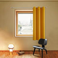 ChrisDowa Blackout Curtains 54 Inches Long for Living Room, Grommet Thermal Insulated Room Darkening Curtains for Bedroom (1 Panel Set, Mustard Yellow, 38W x 54L)