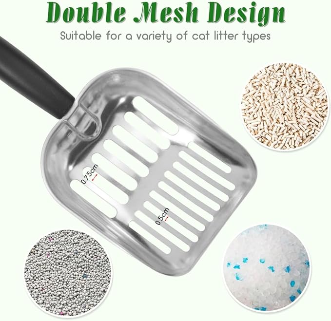 Apidgrowth Cat Litter Scoop -Metal Cat Litter Scoop-Sturdy Mesh Scooper - Mesh Shovel-Easy to Clean - Suitable for Cat Litter Box -Black