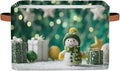 Storage Baskets Bin, Christmas Winter Snowman Collapsible Canvas Fabric Storage Bin Decorative Baskets Toy Organizer Rectangle Storage Boxes with Handles for Home Shelves Nursery, J-013