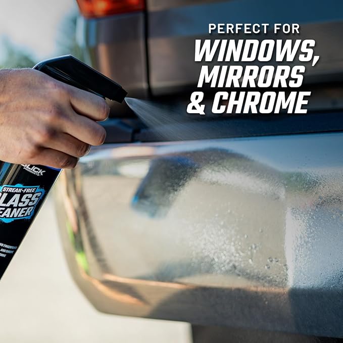 Slick Products Streak-Free Glass Cleaner – Ammonia-Free Window, Mirror, Chrome & Tint Cleaner – Removes Dirt, Smudges & Fingerprints – Ready-to-Use – 16 oz.