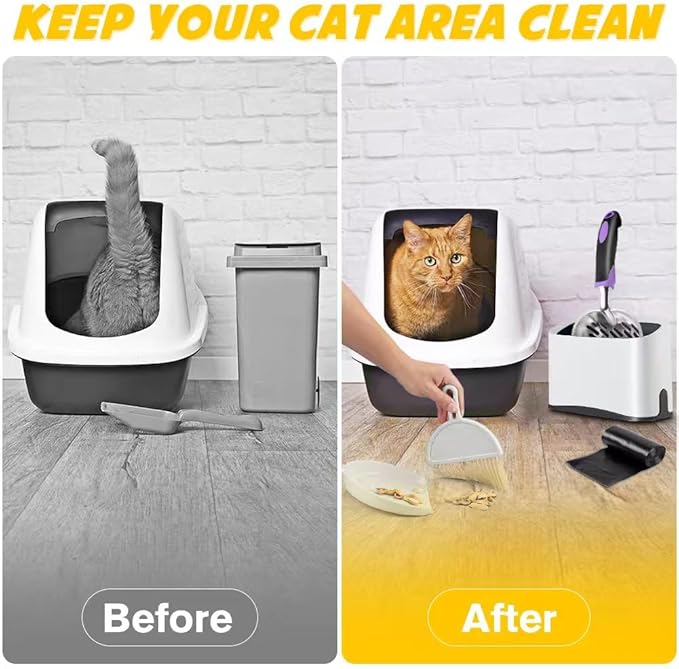 Apidgrowth Cat Litter Scooper with Holder,Metal Cat Litter Scoop, Kitty Poop Scooper Stand for Litter Box, Cat Caddy for Litter Scoop, Fast Sifting Kitty Poop Scooper Caddy Poop Scooper Stand