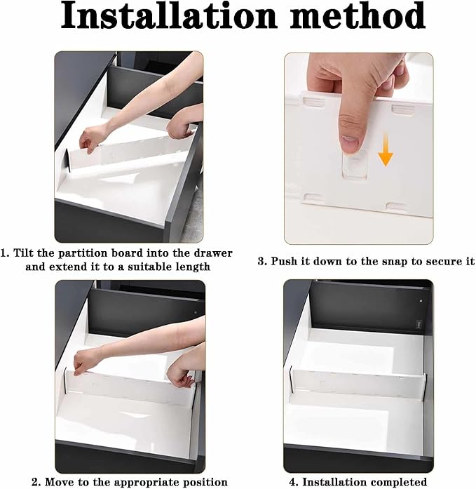 4 Pack Drawer Dividers for Clothes, 3.15" High 10.83"-17.97" Adjustable Expandable Dresser Drawer Organizer, Clear Plastic Separators for Dresser, Baby Clothing, Underwear, Cosmetic