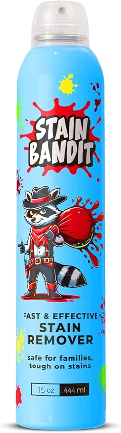 Stain Bandit Stain Remover Spray - Non-Toxic, Family Safe Formula - Bag-On-Valve 360 Continuous Spray - Powerful Natural Cleaner for Clothes, Upholstery, Carpet, Car Seats & More - 15oz