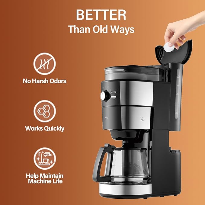 YCUO Coffee Machine Cleaner Descaler Tablets-24 Count Coffee Maker Cleaner Tablets Compatible with Breville,Nespresso,Keurig,Ninja,Philips,Miele,Delonghi&more,Descale Drip Coffe And Espresso Machines