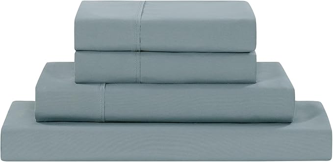 Modern Threads Soft Microfiber Solid Sheets - Luxurious Microfiber Bed Sheets - Includes Flat Sheet, Fitted Sheet with Deep Pockets, & Pillowcases Ocean California King