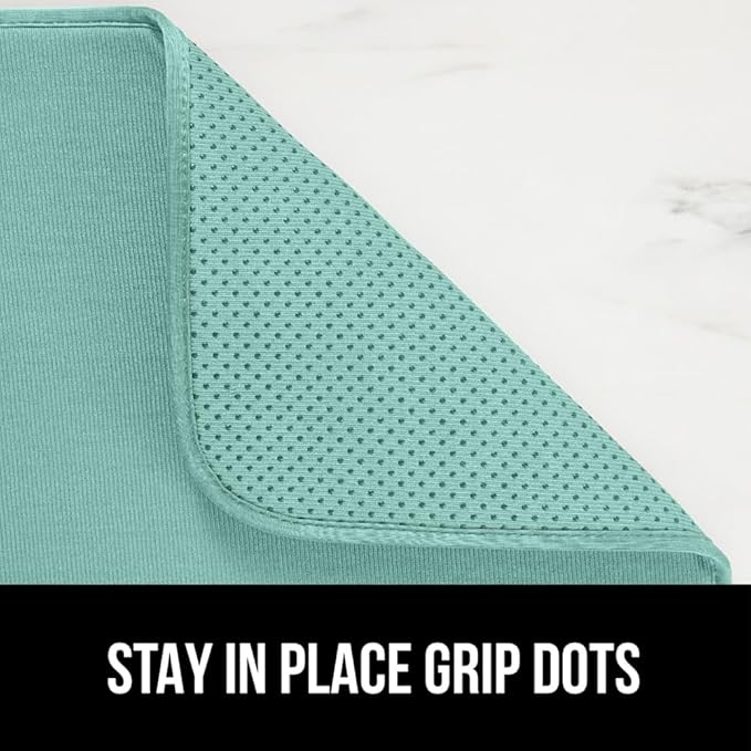 GORILLA GRIP Ultra Water Absorbent Microfiber Dish Drying Mat 2 Pack, Quick Dry Thick Mesh, Slip Resistant Pad for Sink Dishes or Under Rack, Kitchen Counter Accessories, Machine Wash, 18x16, Mint