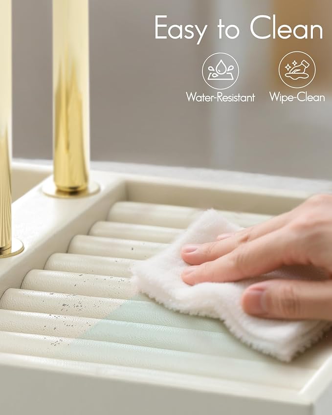 Vlando 3 Tier Necklace Holder Organizer with Tray, Leather Bracelet Holder Display for Women, Gold Jewelry Stand for Bracelet, Necklace, Earrings, Rings - Cloud White