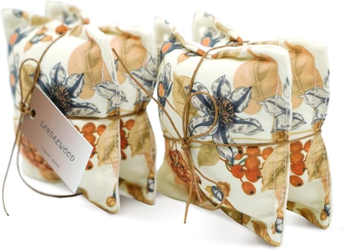 AUCUDA Christmas 4pcs Sandalwood Scented Sachet Bags for Drawers and Closets Decorations, Potpourri Packets for Women Clothes Storage, Winter Holiday Fragrance Pillow for Bedroom Indoor, Fresheners.