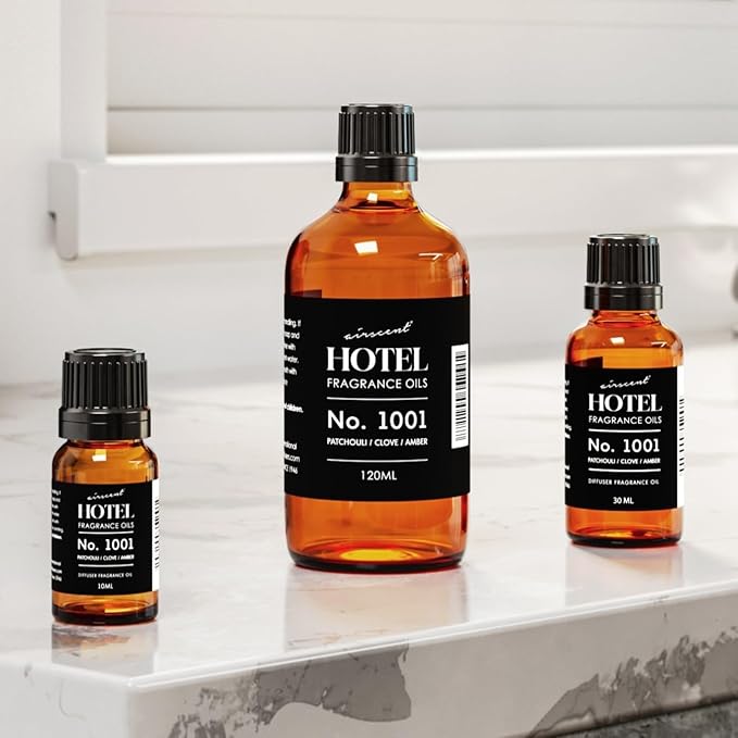 AirScent Hotel Diffuser Oil No. 1001 - Patchouli Clove Amber - Hotel Scent Dupe - Premium Fragrance Oil for Ultrasonic and Waterless Diffusers - 30 mL, 1 fl oz Glass Droper Bottle