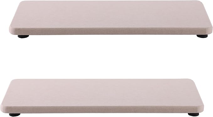 NiuYichee 2 Pcs Water Absorbing Stone Trays, Kitchen/Bathroom Sink Soap Dish, Diatomite Tray Used for Hand Soap & Cosmetic Bottles in The Modern Home, 3.15" W x 8.7" L, Light Gray