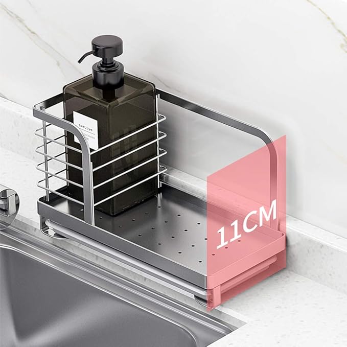 MINGFANITY Kitchen Countertop Dish Soap and Dishwashing Brush Holder, SUS 304 Stainless Steel Sponge Organizer, Basket for Cleaning and Scrub Tool, Kitchen Sink Brush Caddy Holder