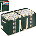JY COOKMENT Christmas Ornament Storage Box with Adjustable Dividers and Side Pockets, Large Ornaments Storage Container Bin with Zippered Top for Xmas Decorations (128-3" Balls, Green, Without Tray)