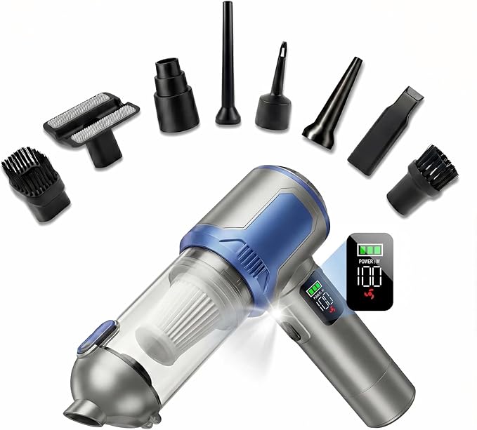 makecatch Handheld Car Vacuum Cleaner, 20000Pa High-Power Cordless Vacuum with 6000mAh Battery, LED Light, Washable HEPA Filter, Large Dust Cup, Lightweight Mini Vacuum for Car/Home/Pet Hair