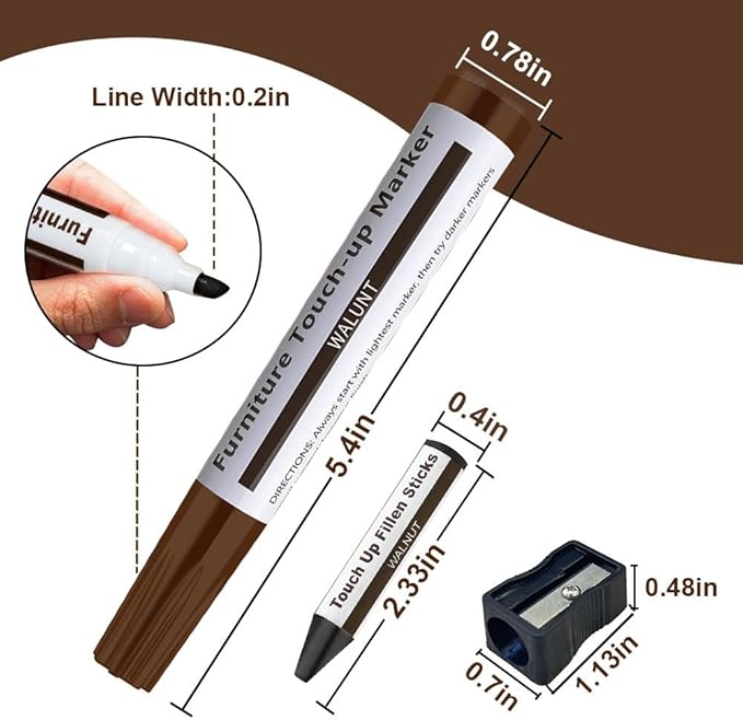 Wooden Furniture Floor Scratch Repair Markers and Wax Sticks for Stains, Scratches, Wood Floors, Tables, Desks, Carpenters, Bedposts, Touch Ups, and Cover Ups (Set of 13)