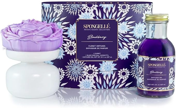 Spongellé BlackBerry Reed Diffuser – Bold Fruity Fragrance for Home, Elegant Glass Jar, Long-Lasting Scent, Premium Gift Box – Private Reserve Collection