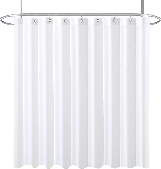 Biscaynebay Fabric Extra Wide Shower Liners for Clawfoot Tubs, White 180" by 72" Length, Water Resistant Fabric Rust Resistant Grommets Top Weighted Bottom Machine Washable