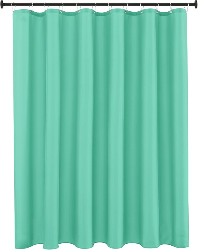 Biscaynebay Quality Fabric Shower Curtain Liners 72 Inch by 72 Inch, Teal Water Resistant Bathroom Curtains Rust Resistant Grommets & Weighted Bottom Hem Machine Washable