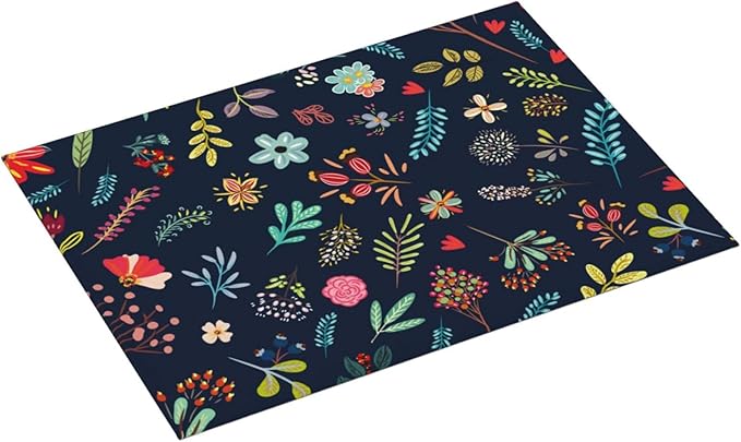 Large Dish Drying Mat for Kitchen Counter,18"X24" Colorful Flowers Plants Super Absorbent Reversible Microfiber Dish Drying Mat Dish Drainer Mat Drying Pad for Kitchen Countertop Coffee Bar