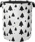 Pine Tree Stars Foldable Canvas Laundry Basket with Handles - Toy Organizer, Heavy Duty for Home，Bedroom, Dorm, Bathroom