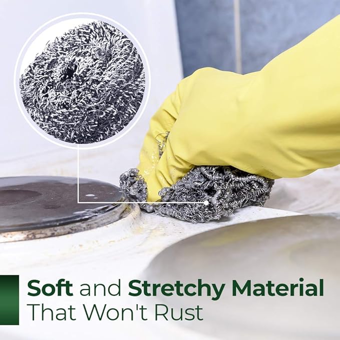 Stanley Home Products Stainless Steel Scrubbers – Rust Resistant Sponge for Pots, Pans, Grills, Ovens, Sinks and Tools – Metal Scrubbers for Kitchen & Garage Cleaning (2 Pack - 4 Count)