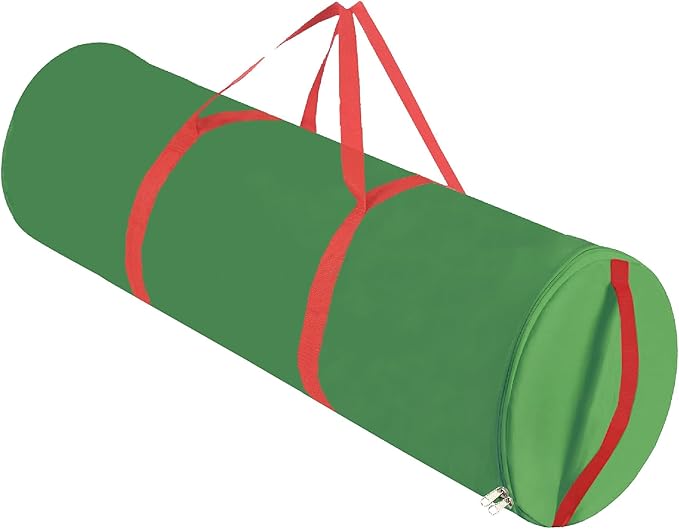 OUTTDID Christmas Wrapping Paper Organizer Storage, 41" Gift Wrapping Paper Storage Containers, 600D Oxford Fabric Gift Wrap Paper Holder Fits 18-25 Rolls, with Handles and Zippered, Green