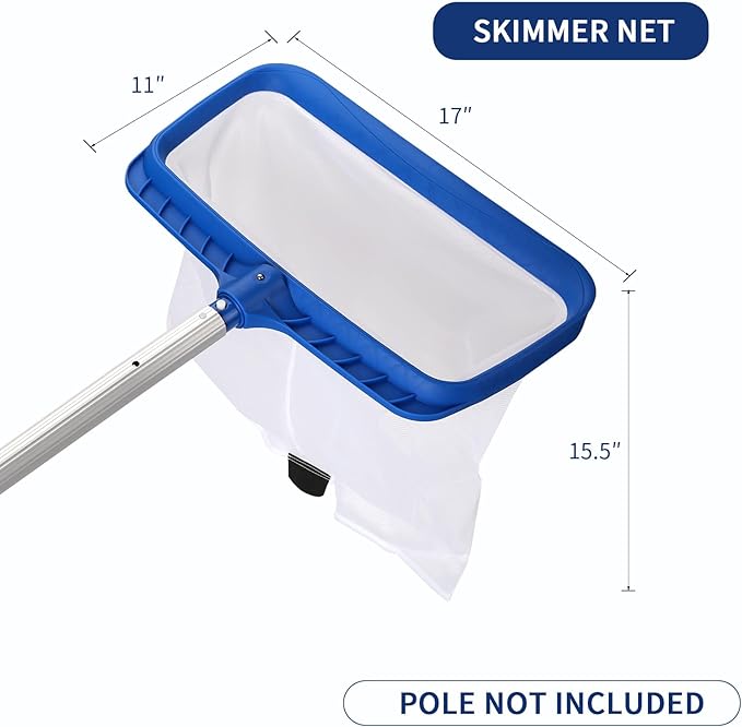 Pool Skimmer Net, Heavy-Duty Reinforced Frame Pool Leaf Net with Deep Ultra-Fine Nylon Mesh Bag - Easy Scoop Edge for Sand/Leaves, Quick Cleaning for Swimming Pools/Garden Ponds (No Pole)