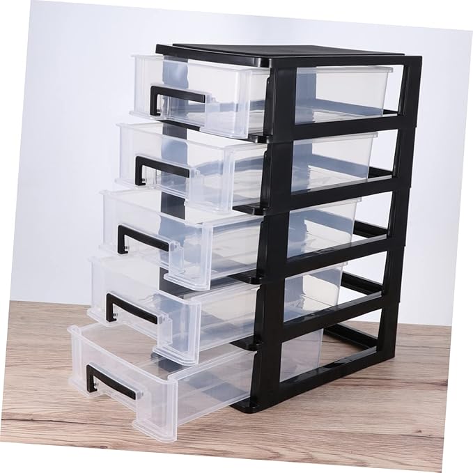 Desktop Storage Bins Dresser Set Clear Container Plastic Organizer Drawers Desktop Drawer Case Plastic Storage Bins with Drawers Storage Rack Locker Storage Box Paper