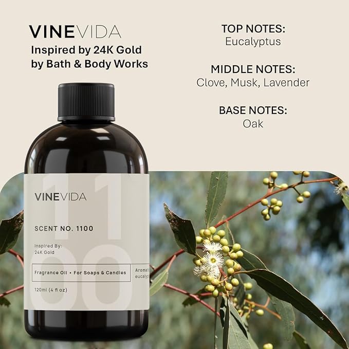 VINEVIDA [4oz] 24K Gold - Fragrance Oil for Candle Making and Soap Making - Premium Candle Scents for Soy Candles