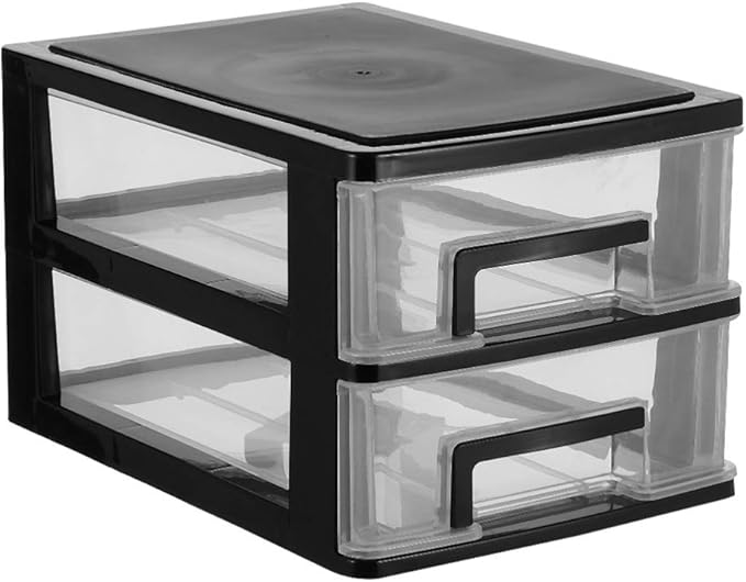 DOITOOL 2 Tier Plastic Drawer Type Closet, Plastic Home Office Storage Organizer, Makeup Organizer Storage Station Cube, Cosmetics Jewelry Storage Box for Bathroom, Dorm, Desk, Countertop, Office
