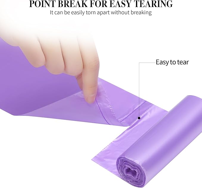 3 Rolls Small Trash Bags - 60 Counts Durable 4 Gallon Small Garbage Bags for home office kitchen Bathroom Bedroom Trash Can liners（Purple）