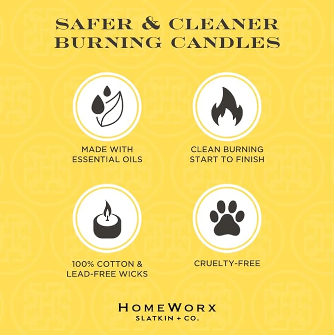 HomeWorx by Slatkin + Co. 4-Wick Limoncello Luxe Candle with Gift Box, Premium Glass Jar Candle with Essential Oils, 18oz, Up to 55 Hours Burning Time