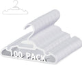 Baby Hangers 100 Pack - Kids Clothes Hangers for Infant Toddler Childrens, White Plastic Hanger Stackable Plastic Child Hanger for Closet - Ideal for Boys and Girls, Clothing, Pants, Coats