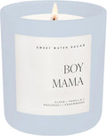 Sweet Water Decor Boy Mama Candle, Non-Toxic Soy Wax, Palo Santo Scent, Patchouli, Lavender, Cedarwood & Vanilla, 15oz Blue Matte Jar, 70+ Hour Burn Time, Gift for New Mom, Mother's Day, & Baby Shower