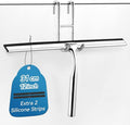 ecooe Stainless Steel Shower Squeegee with Hook, 12″ Shower Glass Cleaner Wiper Scraper with 2 Replacement Blade Window Squeegee for Home Bathroom Kitchen Car Glass Doors