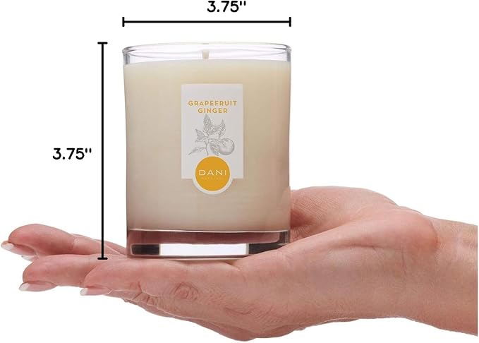 DANI Naturals Soy Candle - Grapefruit Ginger Scented, 100% Pure Soy Wax, Kosher, Non-Toxic, Long-Lasting Burn - 7.5 oz