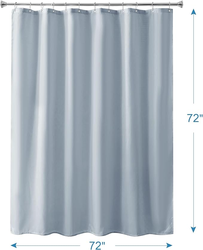Amazer Light Gray Shower Curtain Liner, Light Gray Fabric Shower Liner, 2-in-1 Bathroom Shower Curtain and Liner, 12 Grommet Holes, Water Proof, Machine Washable, Hotel Quality, 72 x 72 Inches