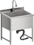 Stainless Steel Commercial Restaurant Sink, Freestanding Large Commercial Sink with Pull-out Faucet for Kitchen Dishwashing, Thawing, Pet Cleaning, Laundry Room, 23.6"D x 27.5"W x 36.8"H