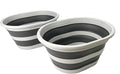 SAMMART 22L (5.8 Gallons) Collapsible Plastic Laundry Basket-Oval Bin/Foldable Storage Container/Pop Up Organizer-Portable Washing Tub-Space Saving Laundry Hamper (2, Grey/Steel Grey)