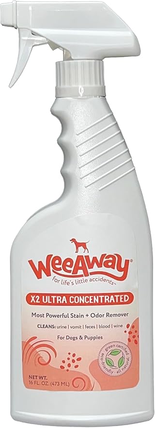 Wee Away X2 Ultra-Concentrated Stain & Strong Odor Eliminator, Enzyme Cleaner, Pet Odor Eliminator for Home - Dog Urine Destroyer - Carpet Cleaner Spray, Natural Scent, 16 fl oz