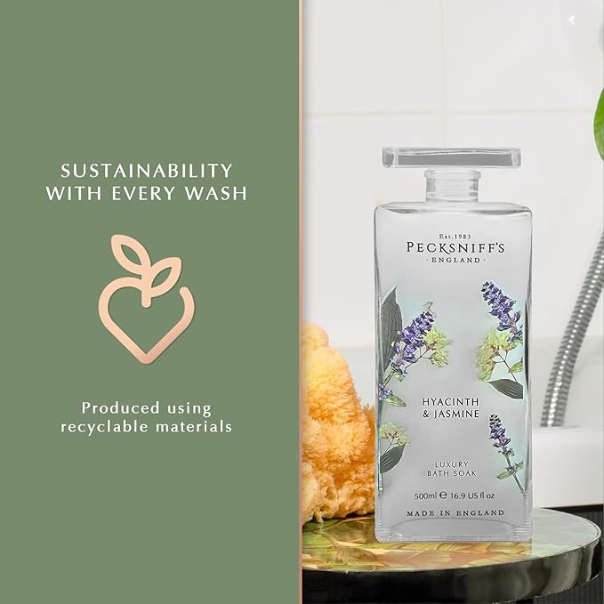 Pecksniff's Hyacinth & Jasmine Bath Soak Decanter | 500ml/16.9 Fl Oz