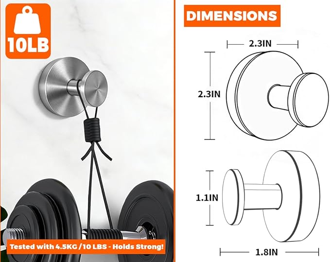 2026 Upgraded Drill-Free Suction Cup Hooks, Stainless Steel Suction Cup Hooks for Shower, Mirror, Wall, Bathroom, Glass, Hanging Towels - 2 Pack