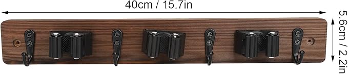2Pcs Broom Holder, 15.7 X 2.2in Wall Mounted Mop and Broom Hanger, Garage Storage Rack with 3 Positions and 4 Hooks for Bathroom Laundry Room