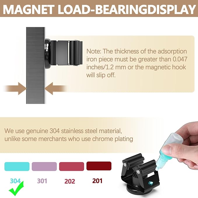 3-H Magnetic Broom Holder with Strong Magnetic Hook 16 Pack,Broom Holder Wall Mount for Garage Garden Shed Storage System Laundry Room Home Kitchen Organization(Black)