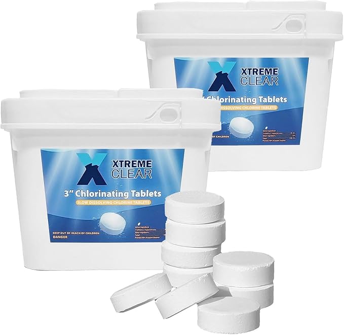 Xtremeclear 2-Pack Bundle 3" Swimming Pool Chlorine Tablets | 99% Pure Tri-Chlor| | Pro-Grade Pool Sanitizer Long Lasting & Slow Dissolving | 5 LBS