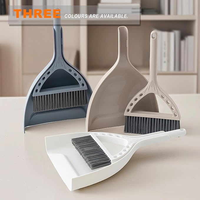 Mini Broom and Dustpan Set Small Dust pan and Brush Set Perfect for Desk Office Camping Dorm RV Essentials (White)