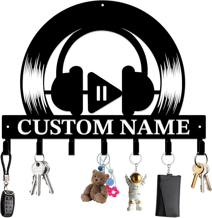 Personalized Custom Music Wall Hooks,Metal Music Room Art Clothes Hooks,Metal Music Wall Home Storage Decorative,For Front Door, Hallway, Kitchen, Bedroom,Keys,Hats (Style L)