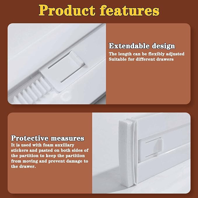 4 Pack Drawer Dividers for Clothes, 3.15" High 11.34"-19.69" Adjustable Expandable Dresser Drawer Organizer, Clear Plastic Separators for Dresser, Baby Clothing, Underwear