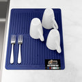GORILLA GRIP 100% BPA-Free Patented Silicone Dish Drying Mat for Kitchen Counter, Water Catching Ribbed Design, Easy Clean Waterproof Sink Liner, Heat Resistant, Fits Under Rack, 12x16 Inch, Blue